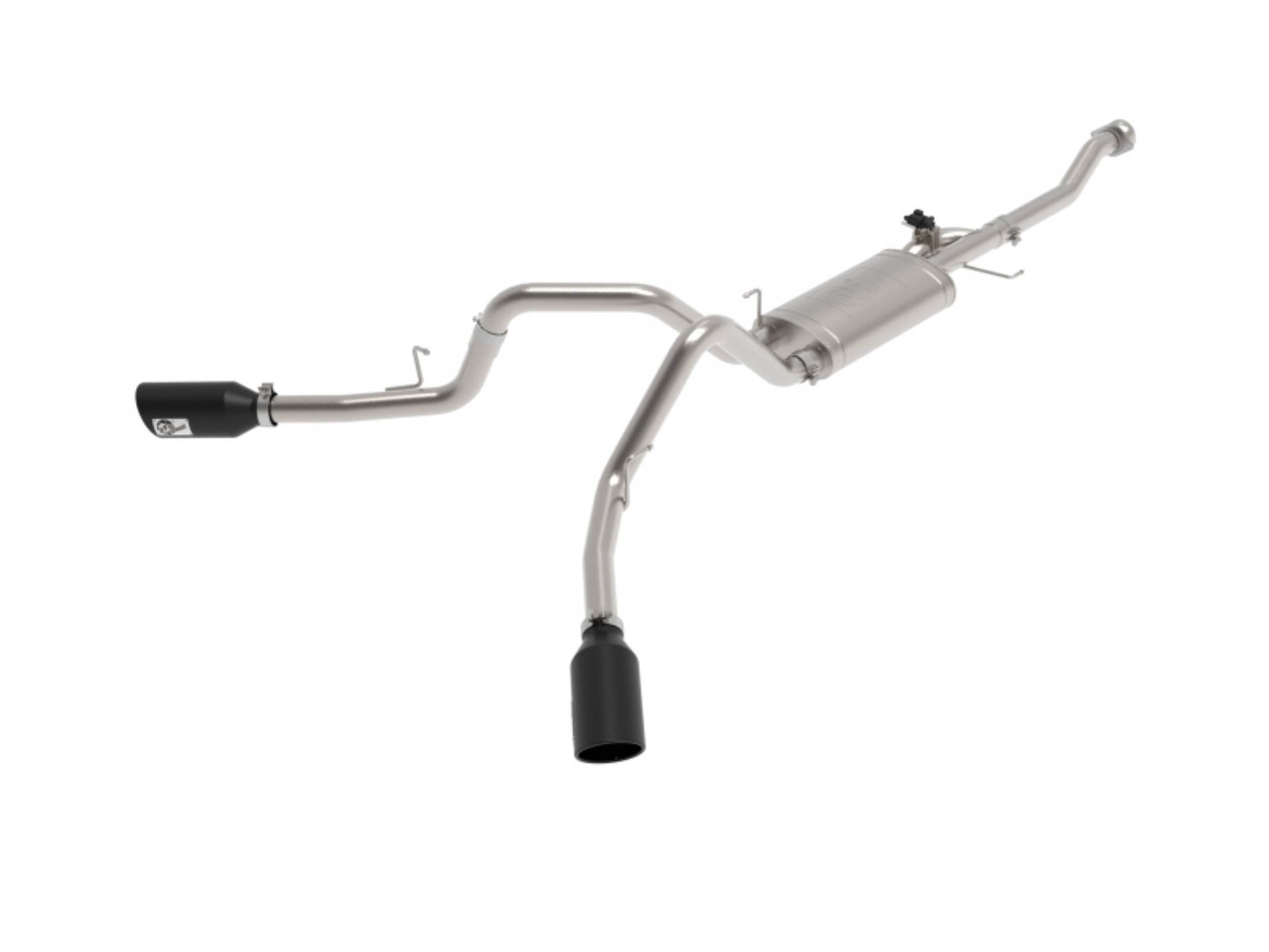 Picture of aFe Gemini XV 3in 304 SS Cat-Back Exhaust 2021 Ford F-150 V6 2-7L-3-5L tt-V8 5-0L w- CO Black Tips