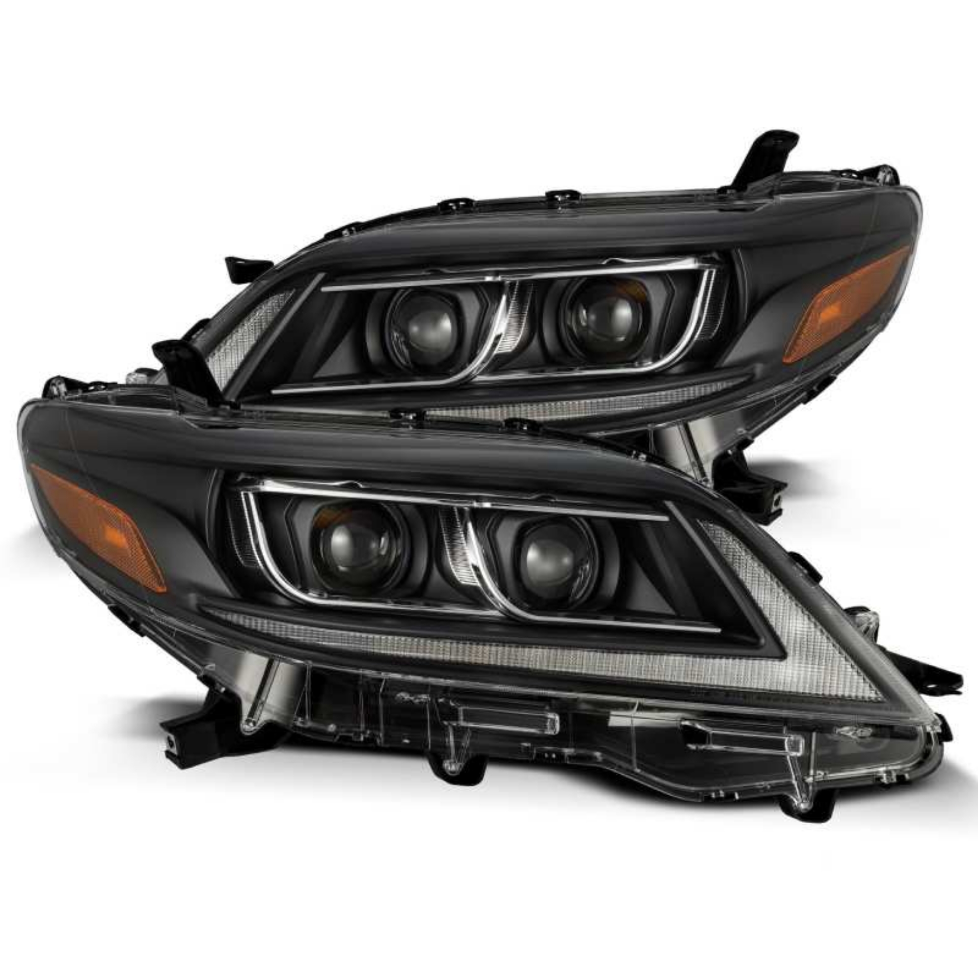 Picture of AlphaRex 11-21 Toyota Sienna LUXX LED Proj Headlights Plank Style Black w-Seq Signal-DRL