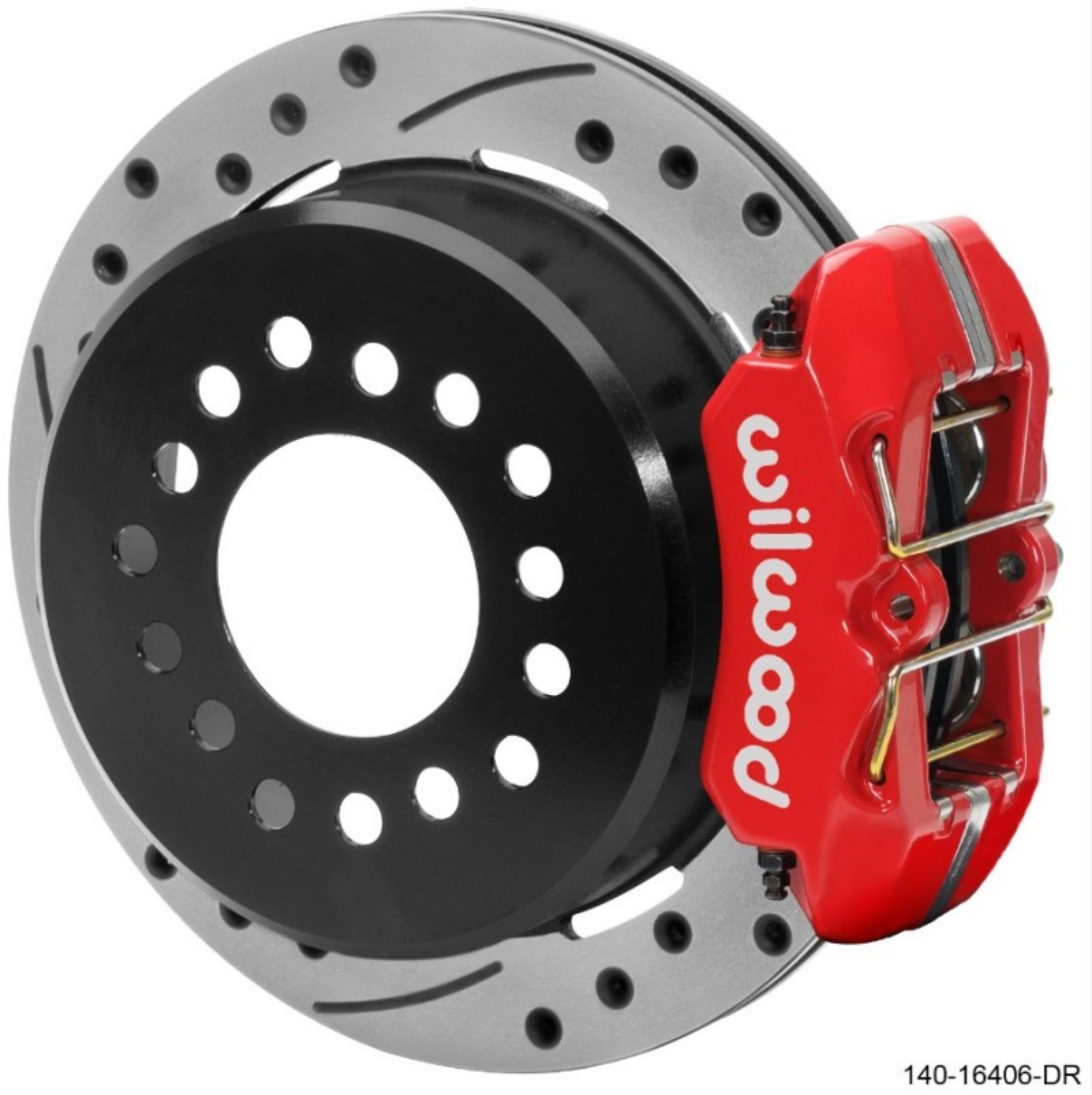 Picture of Wilwood Ford Explorer 8-8in Rear Axle Dynapro Disc Brake Kit 11in Drilled-Slotted Rotor -Red Caliper