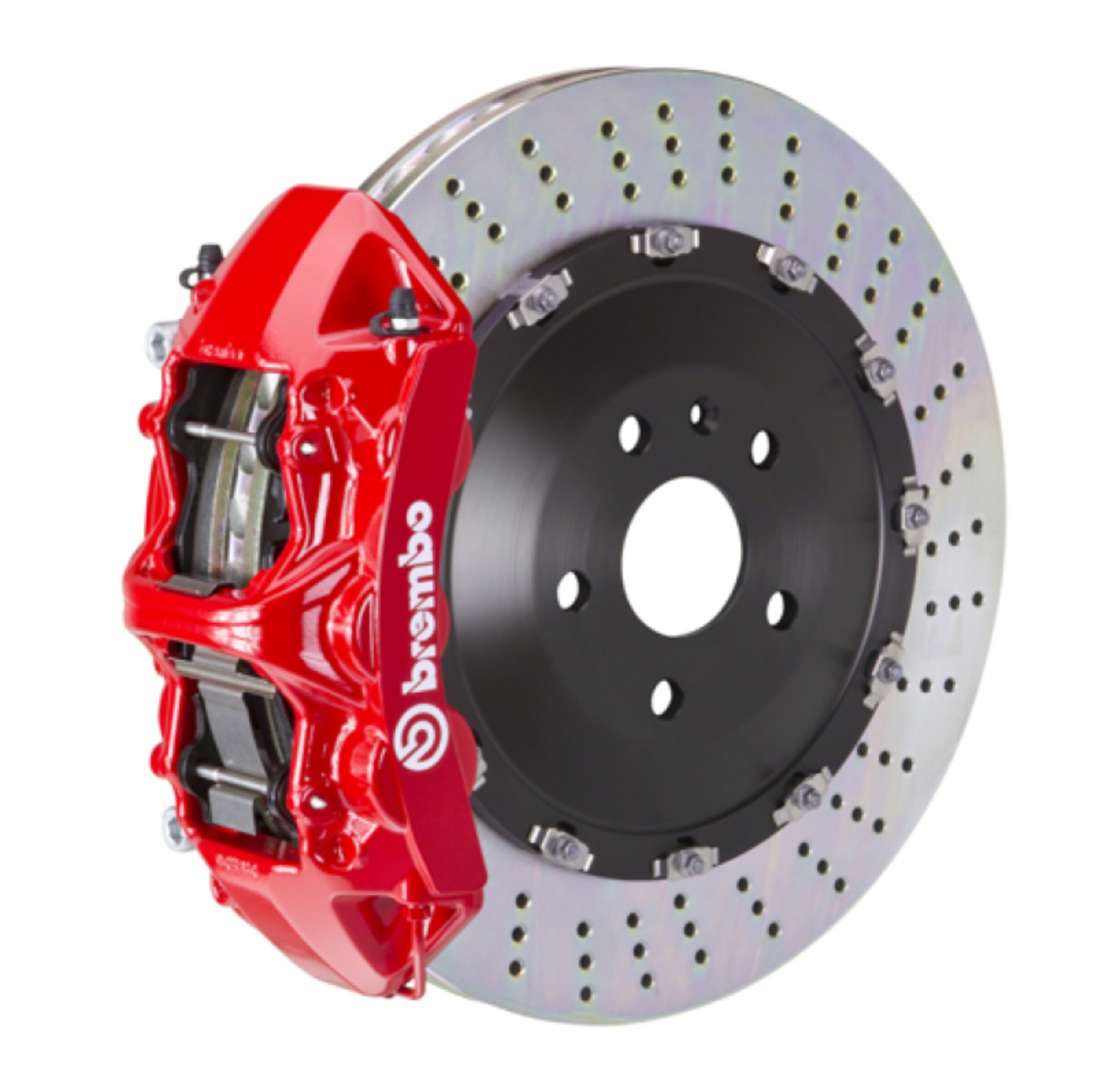 Picture of Brembo 03-09 Range Rover Front GT BBK 6 Piston Cast 405x34 2pc Rotor Drilled-Red