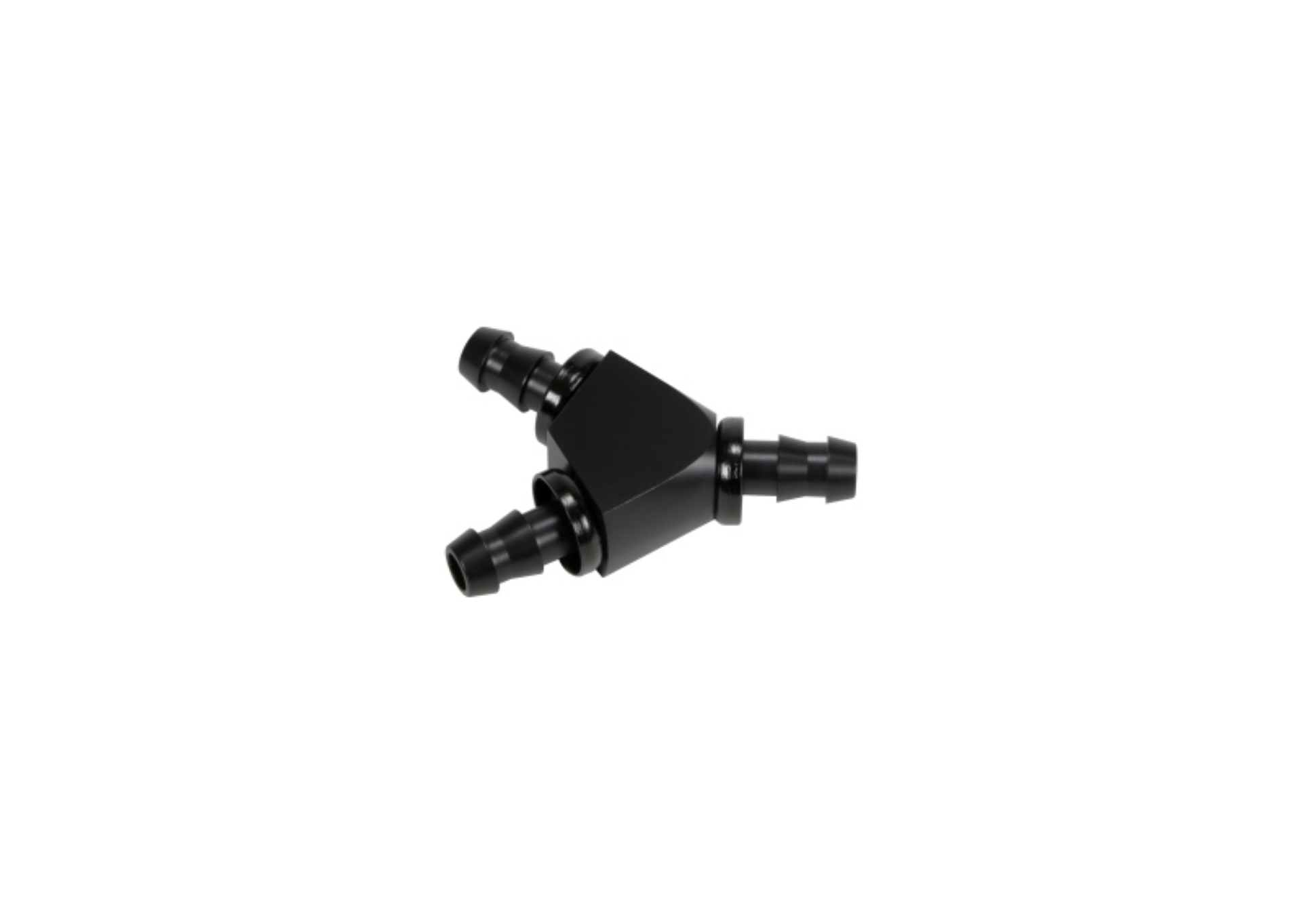 Picture of Fleece Performance Universal 3-8in Aluminum Y Barbed Fitting For -6 Pushlock Hose - Black Anodized