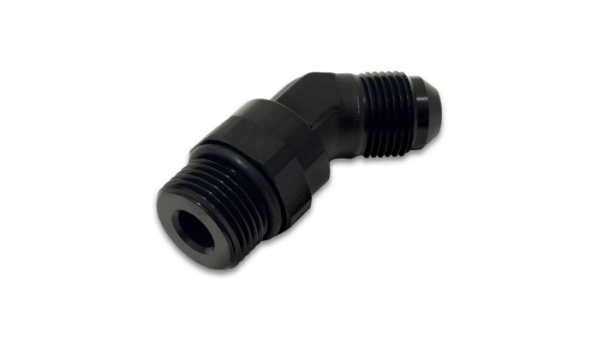 Picture of Vibrant -10AN Male to Male -10AN Straight Cut 45 Degree Adapter Fitting - Anodized Black