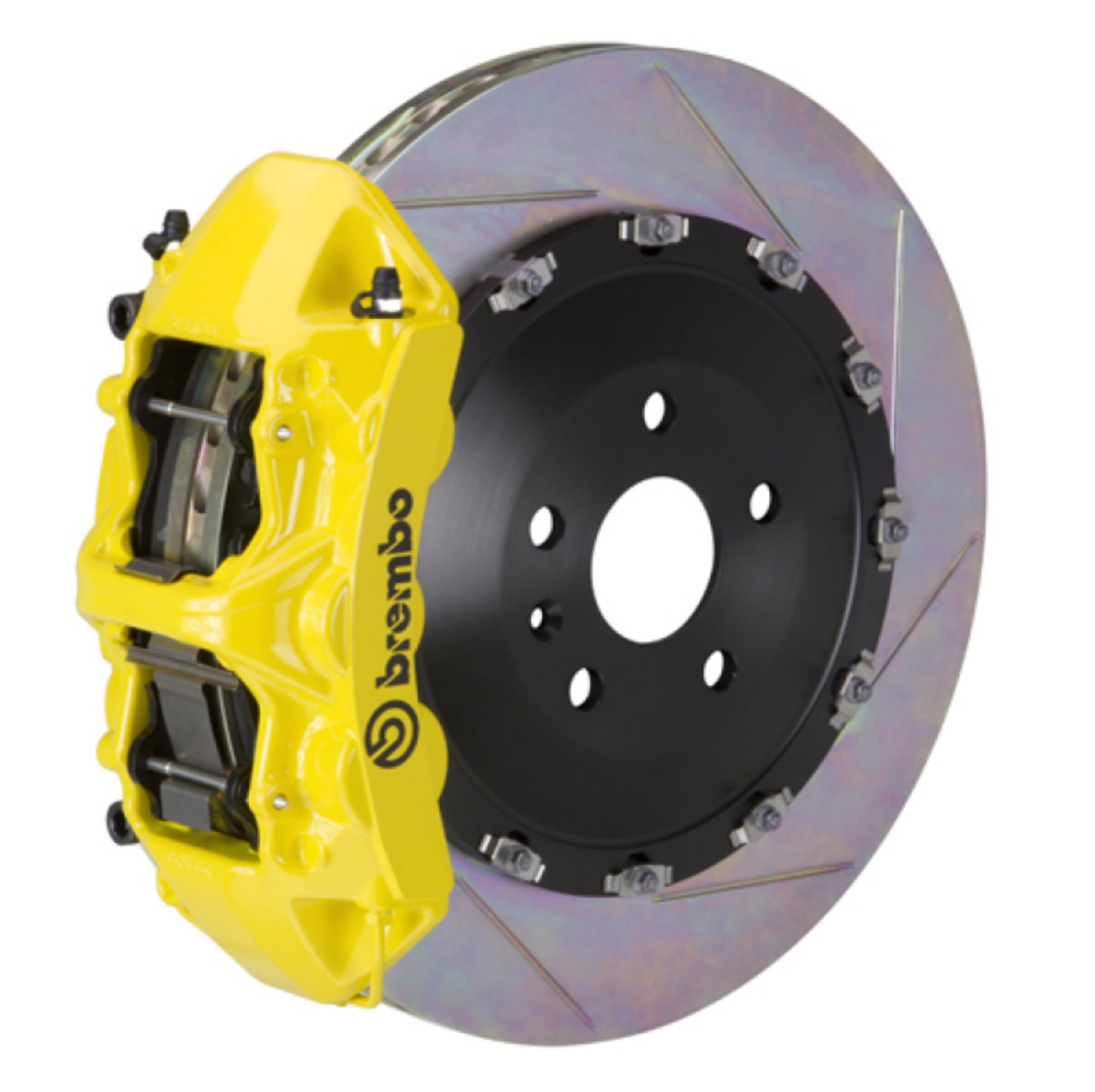 Picture of Brembo 01-04 Murcielago L147 Front GT BBK 6 Piston Cast 405x34 2pc Rotor Slotted Type-1- Yellow