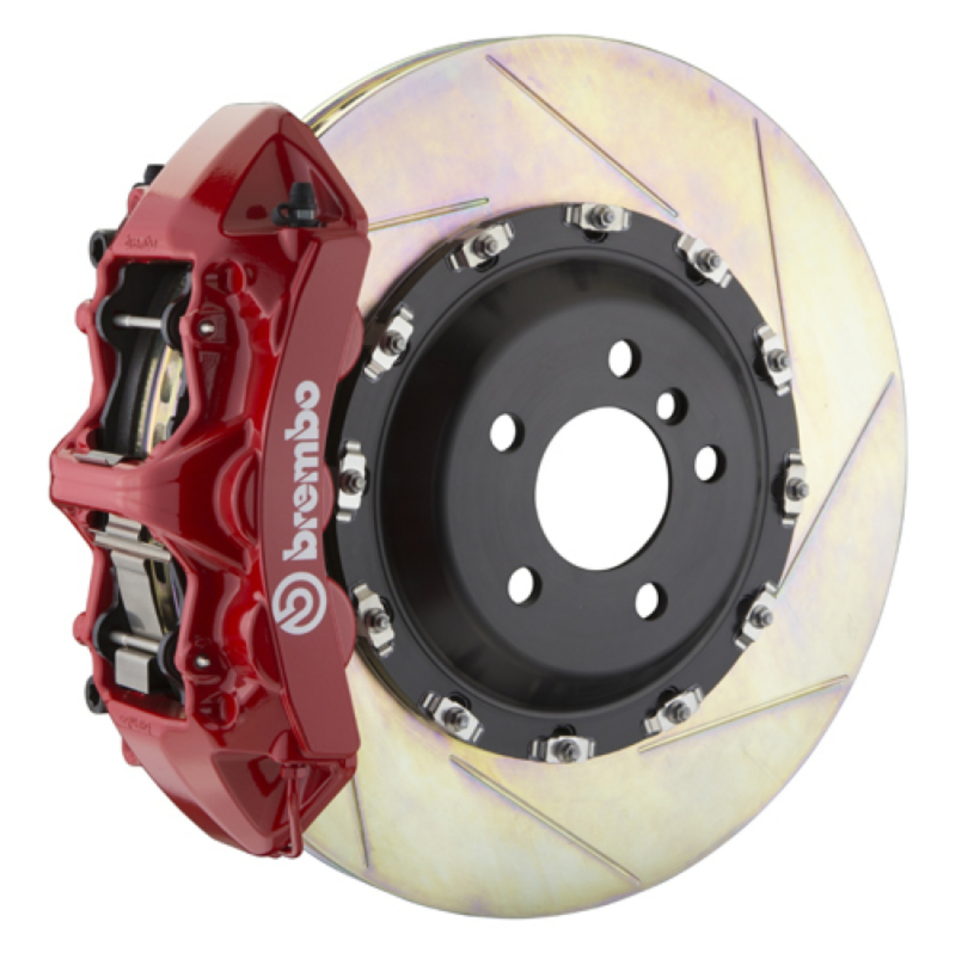 Picture of Brembo 03-13 Flying Spur Front GT BBK 6 Piston Cast 411x34 2pc Rotor Slotted Type1 -Red