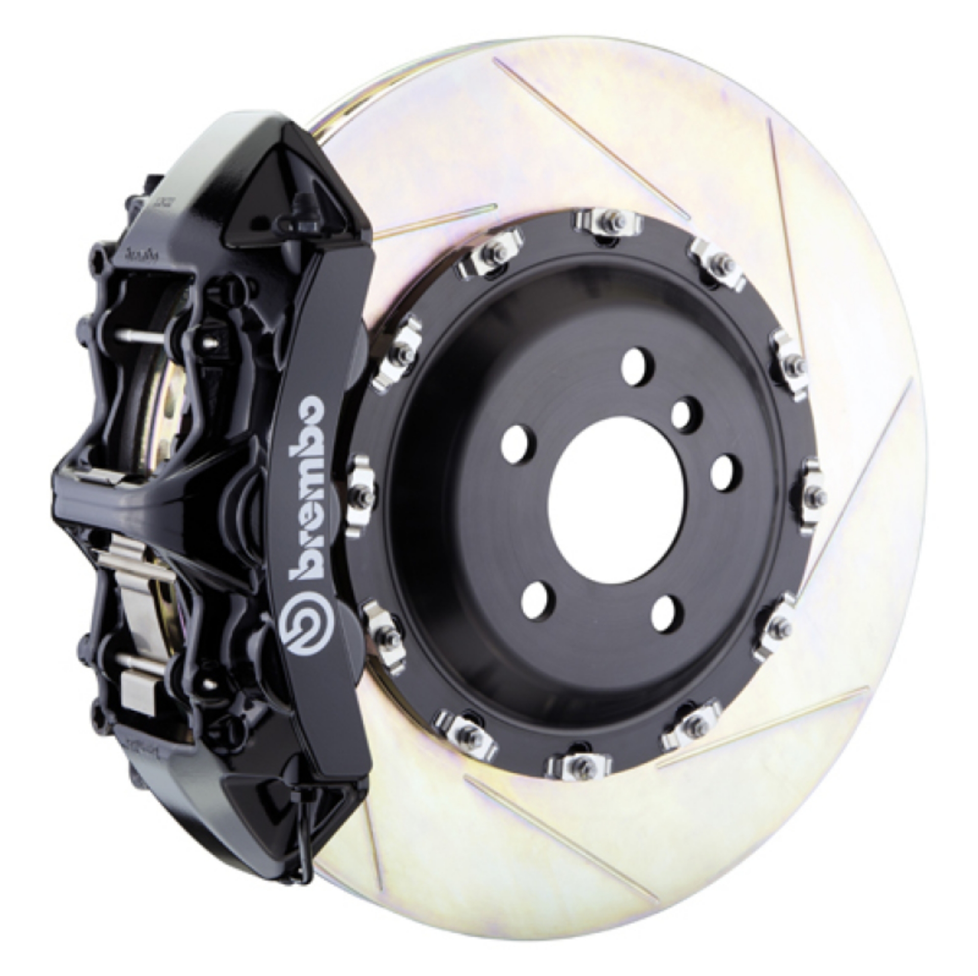 Picture of Brembo 03-13 Flying Spur Front GT BBK 6 Piston Cast 411x34 2pc Rotor Slotted Type1 -Black