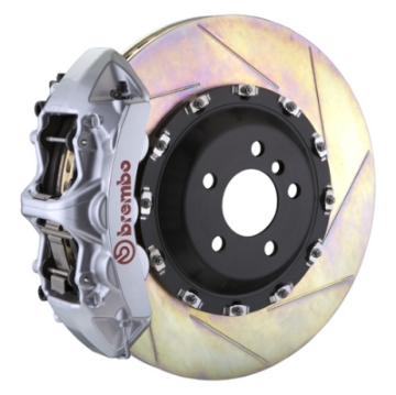 Picture of Brembo 03-13 Flying Spur Front GT BBK 6 Piston Cast 411x34 2pc Rotor Slotted Type1 -Silver