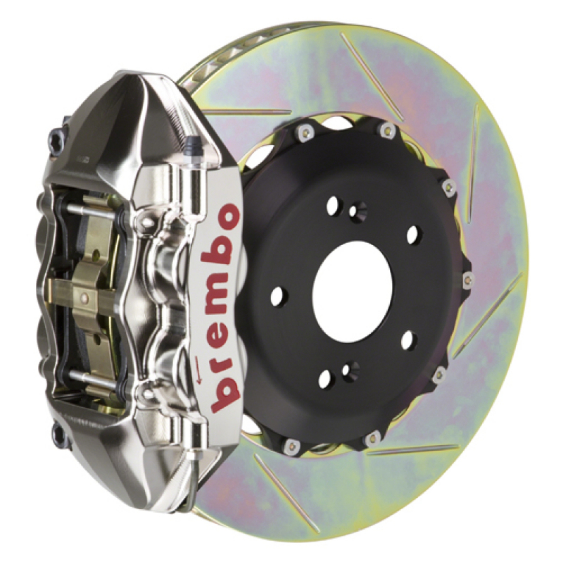Picture of Brembo 99-05 S2000 Rear GTR BBK 4 Piston Billet328x28 2pc Rotor Slotted Type-1- Nickel Plated