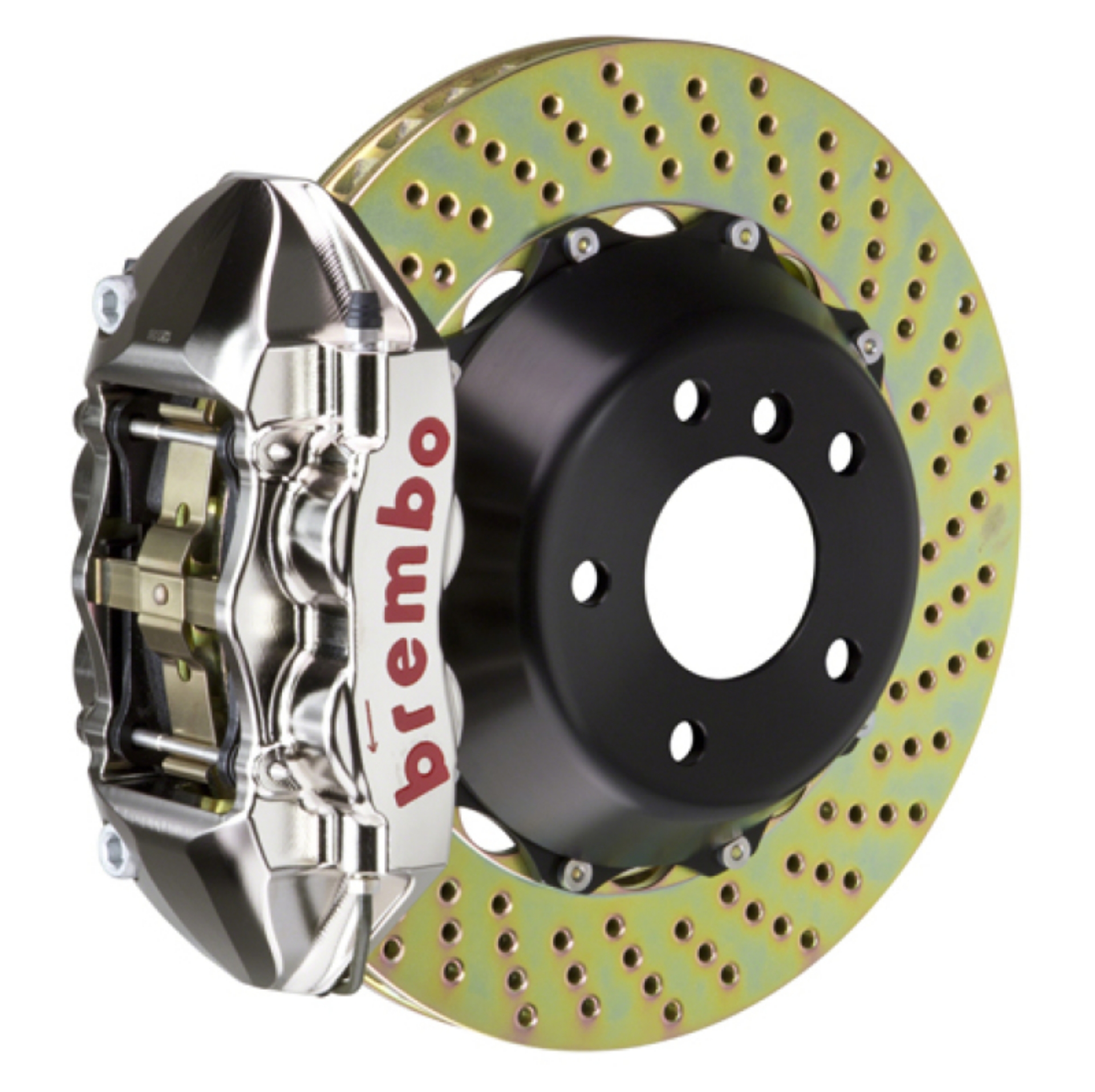 Picture of Brembo 03-07 Cayenne-S-Turbo Rr GTR BBK 4Pis Billet 380x28 2pc Rotor Drilled-Nickel