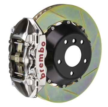 Picture of Brembo 05-07 Quattroporte Rear GTR BBK 4 Piston Billet 380x28 2pc Rotor Slotted Type1 - Nickel