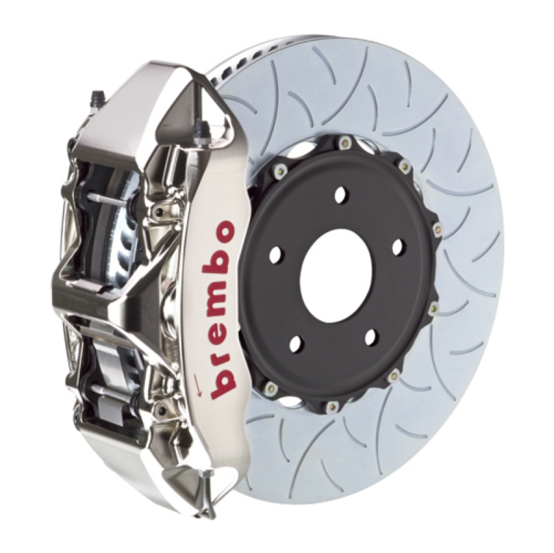 Picture of Brembo 04-21 WRX STI Front GTR BBK 6 Piston Billet 350x34 2pc Rotor Slotted Type3- Nickel