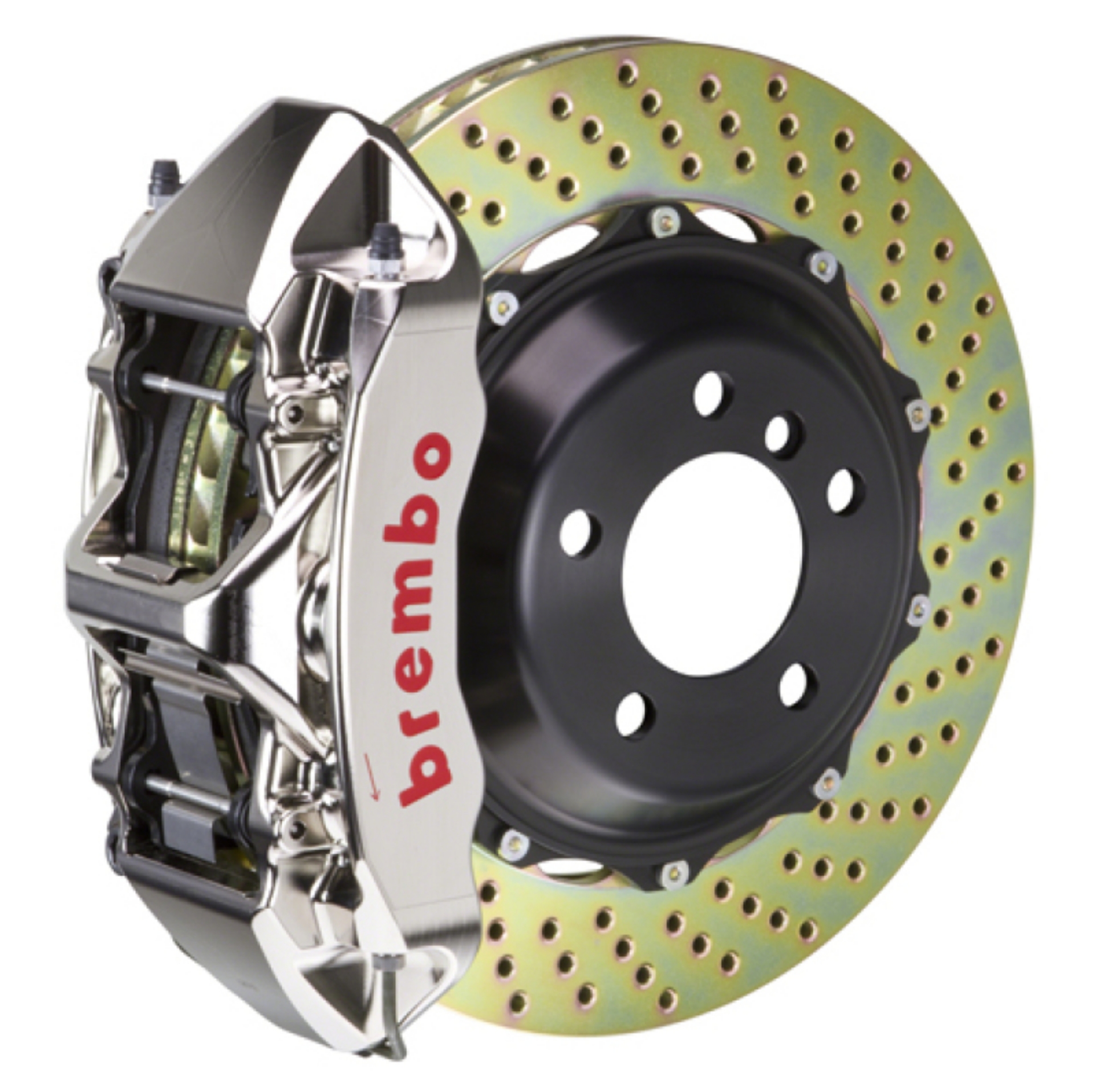 Picture of Brembo 03-06 G35 Sedan-Coupe-03-08 350Z Fr GTR BBK 6 Pist Billet 355x32 2pc Rotor Drilled- Nickel