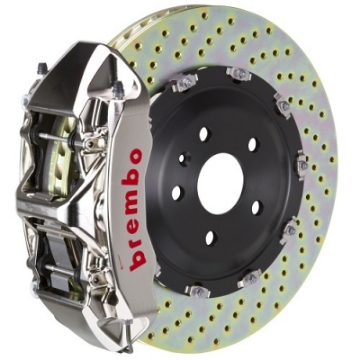 Picture of Brembo 04-11 612 Scaglietti Front GTR BBK 6 Piston Billet380x34 2pc Rotor Drilled- Nickel Plated