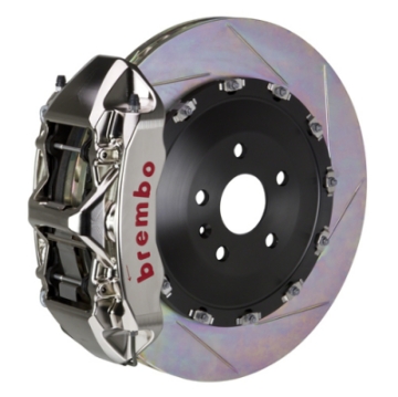 Picture of Brembo 03-09 Range Rover Front GTR BBK 6 Piston Billet 405x34 2pc Rotor Slotted Type1 - Nickel