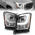 Picture of ANZO 2015-2017 GMC Yukon XL Projector Headlights W Lightbar - Chrome-Amber