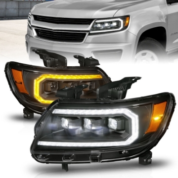 Picture of ANZO 15-22 Chevrolet Colorado Full LED Projector Headlights w- Initiation & Sequential - Black