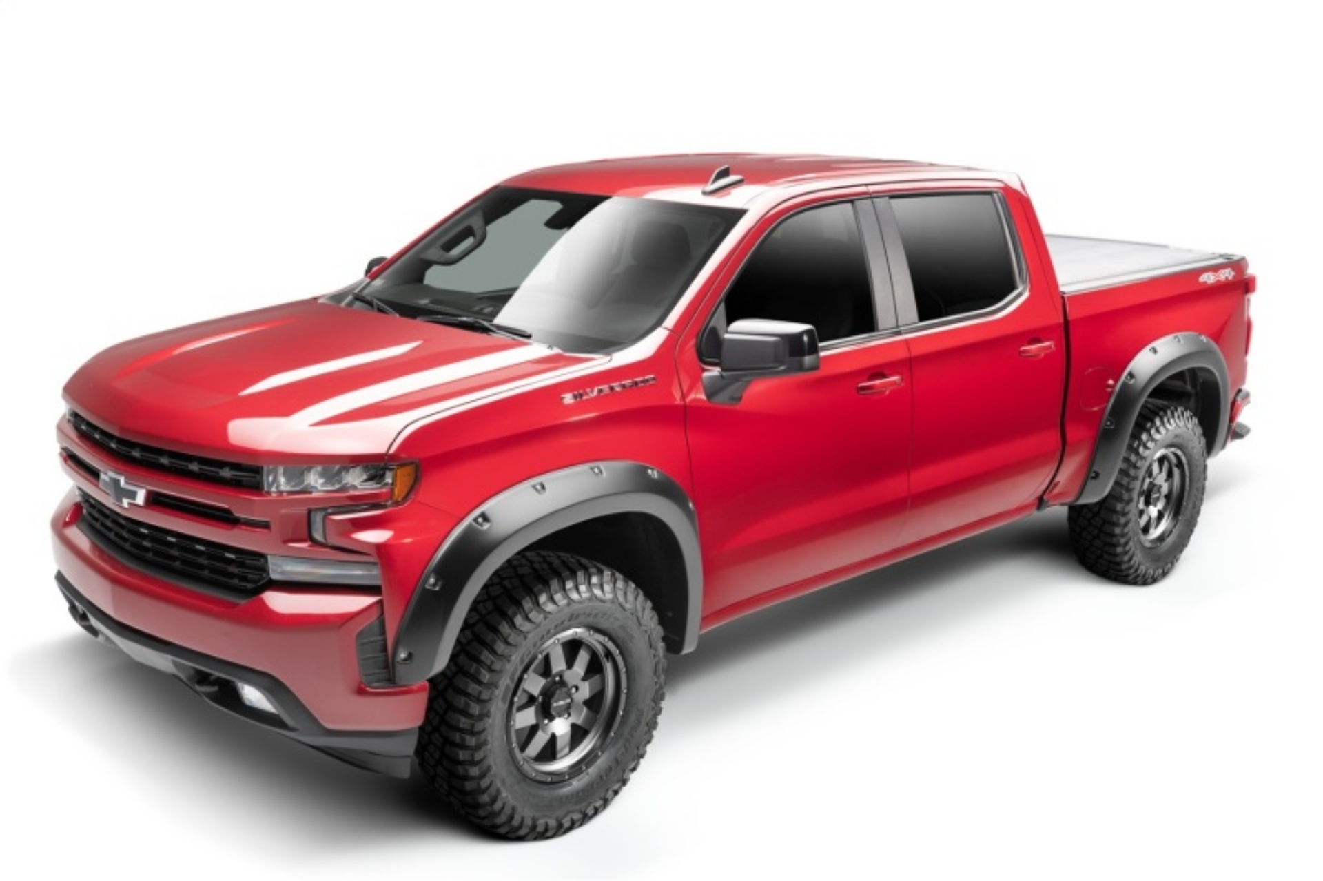 Picture of Bushwacker 19-23 Chevrolet Silverado 1500 Excl- ZR2 Pocket Style Fender Flares 4pc - Smooth Black