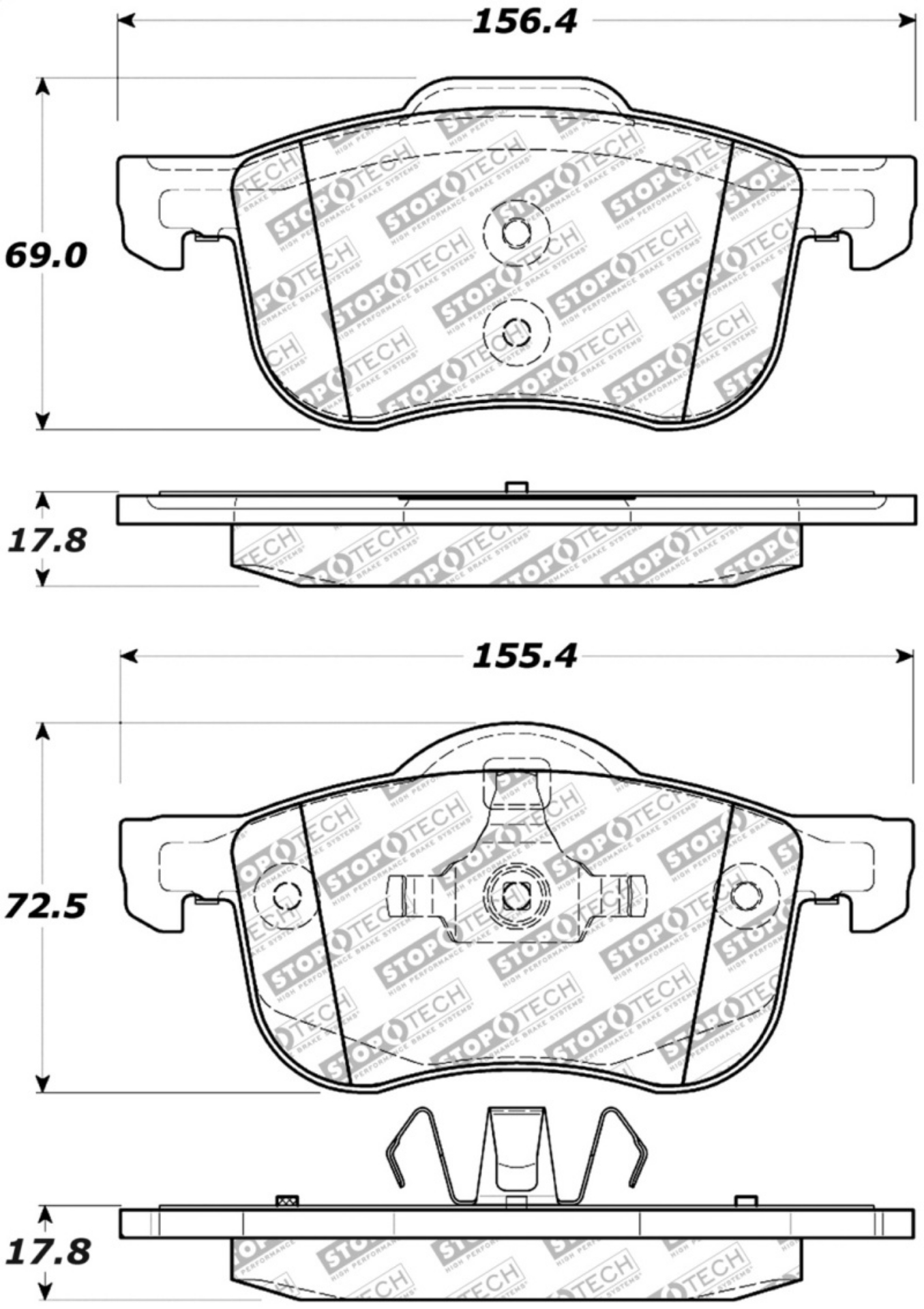 Picture of StopTech Street Select Brake Pads w- Hardware Front - 01-09 Volvo S60