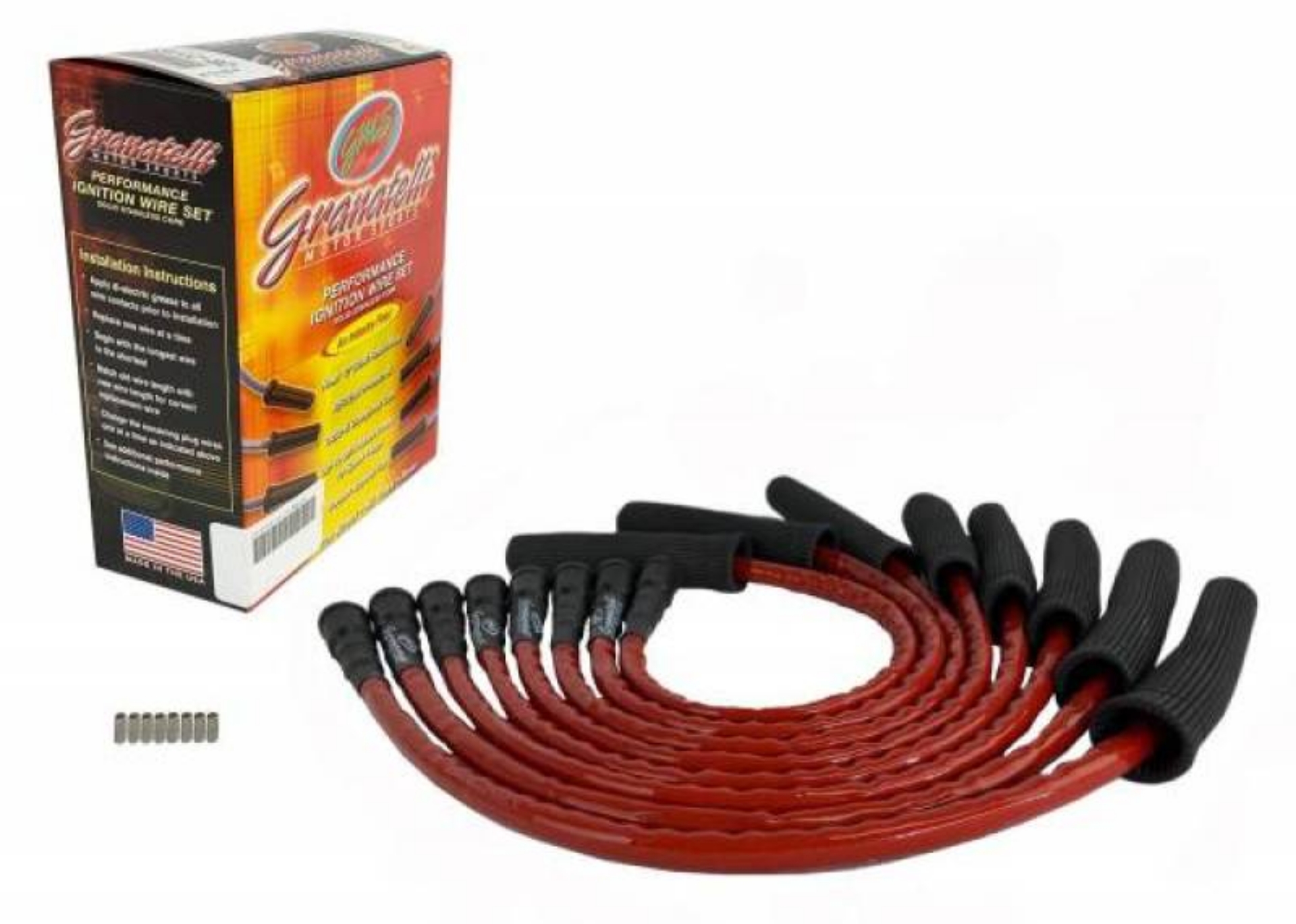Picture of Granatelli 10-14 Ford 6-2L Perf Wire Set w-Inserts-Red Hi-Temp Jacket-Black Fire Sleeve