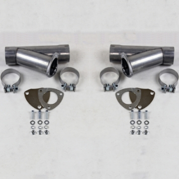 Picture of Granatelli 2-0in Aluminized Mild Steel Manual Dual Exhaust Cutout w-Slip Fit & Band Clamps