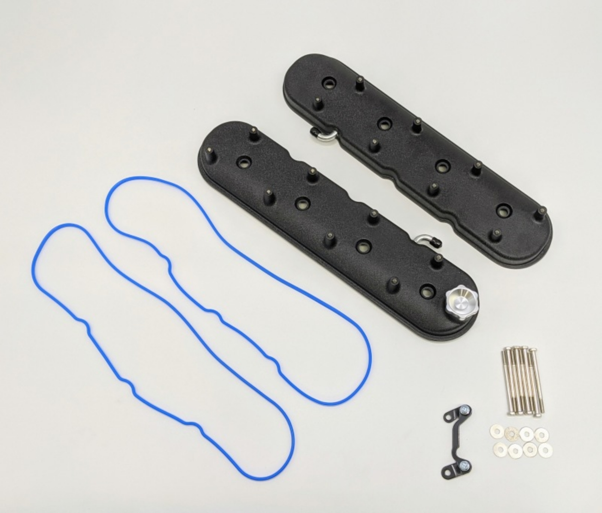 Picture of Granatelli 96-22 GM LS Standard Height Valve Cover w-Angled Coil Mount - Blk Wrinkle Pair
