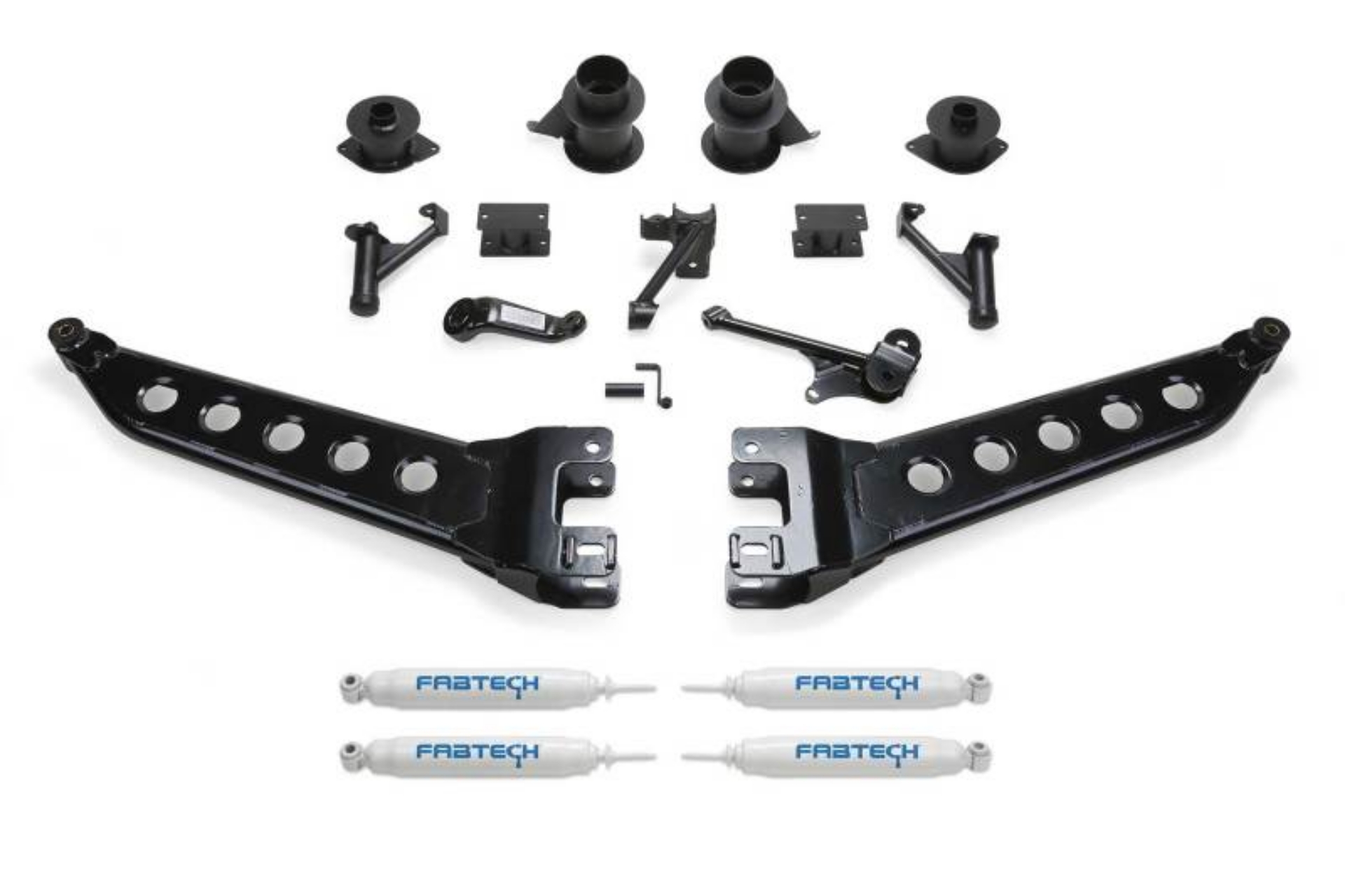 Picture of Fabtech 14-18 Ram 2500 4WD 5in Radius Arm System w-Coil Spacers & Perf- Shocks