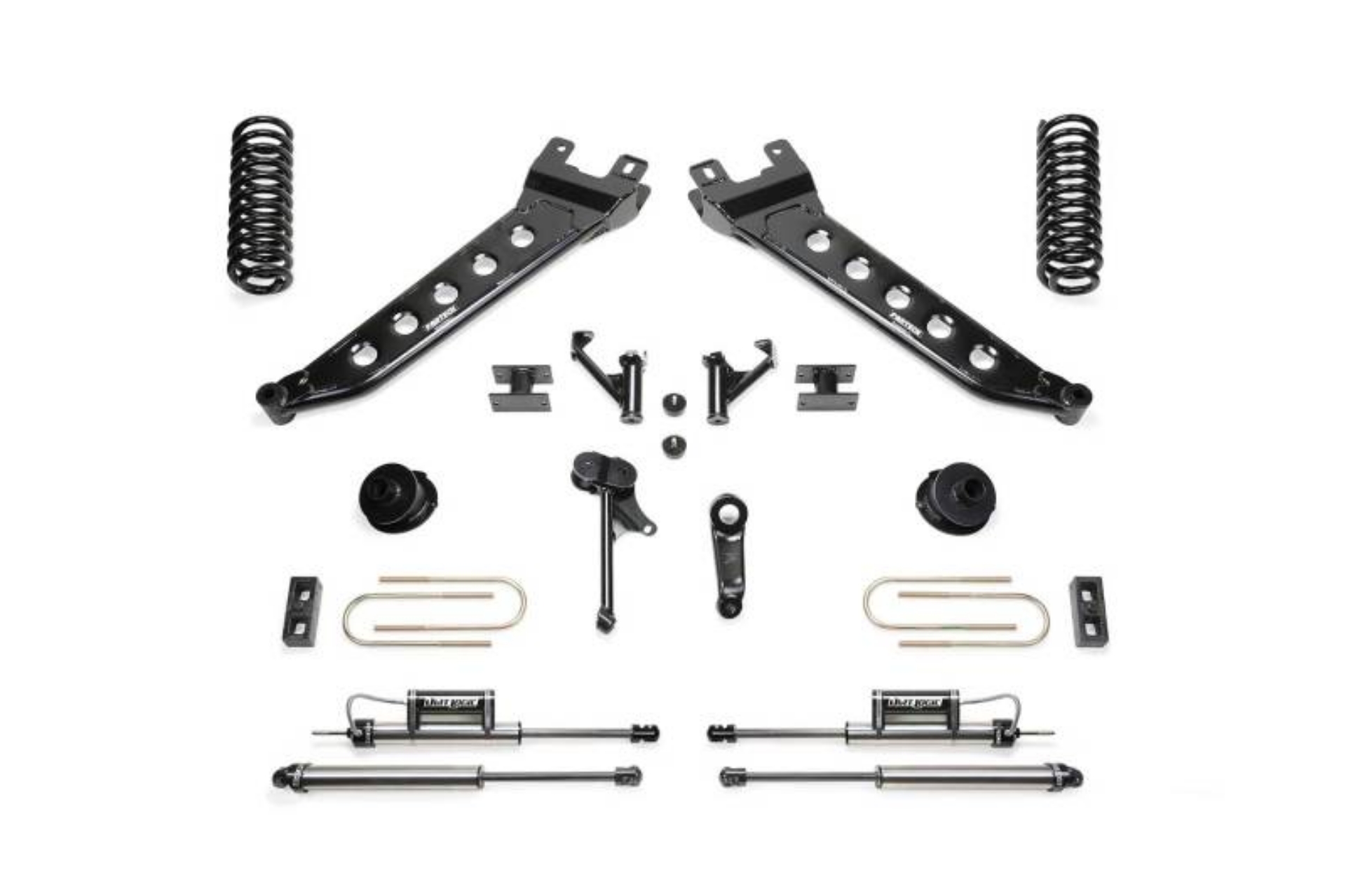 Picture of Fabtech 13-18 Ram 3500 4WD 5in Radius Arm Kit w-2-25 Dlss