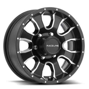 Picture of Raceline 860M Mamba 16x6in - 8x165-1 BP - 0mm Offset - 4-90mm Bore - Black & Machined Wheel