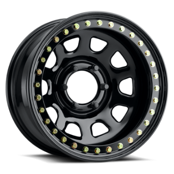 Picture of Raceline RT51 Daytona Rock 15x10in-5x139-7 BP--44mm Offset-107-95mm Bore- Gloss Black Beadlock Wheel