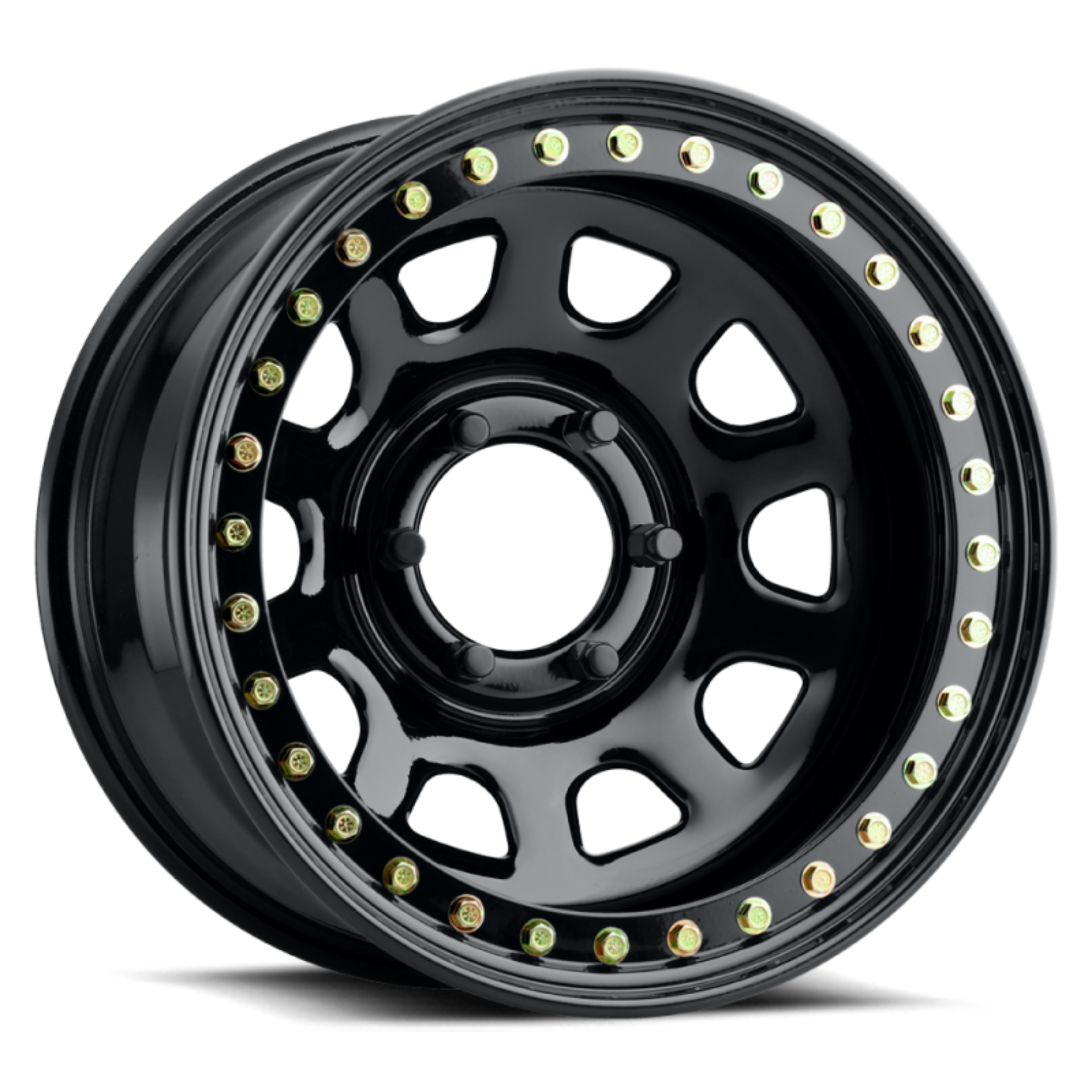 Picture of Raceline RT51 Daytona Rock 17x9in-6x139-7 BP--38mm Offset-107-95mm Bore - Gloss Black Beadlock Wheel