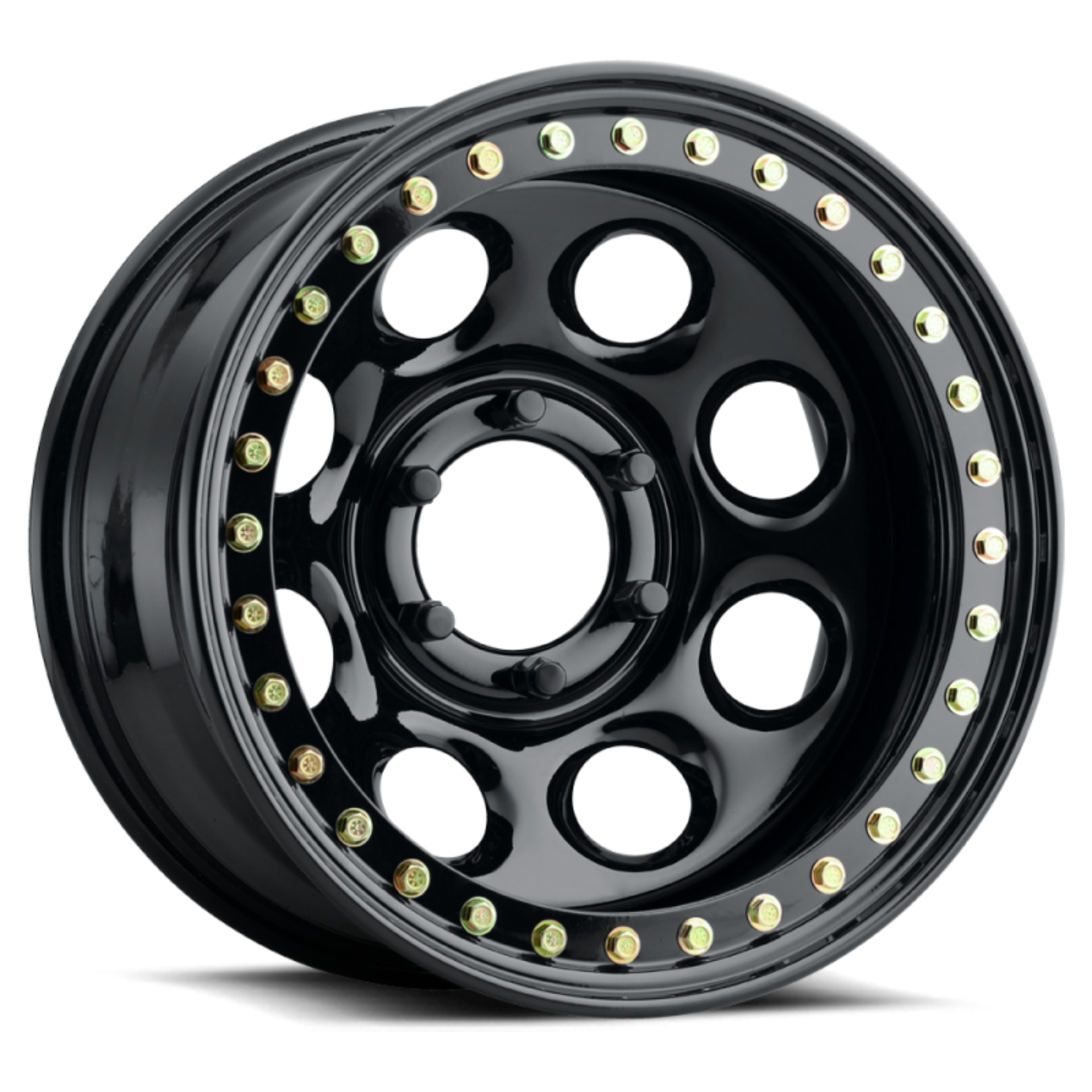 Picture of Raceline RT81 Rock 8 15x10in - 5x139-7 BP - -44mm Offset - 107-95mm Bore- Gloss Black Beadlock Wheel