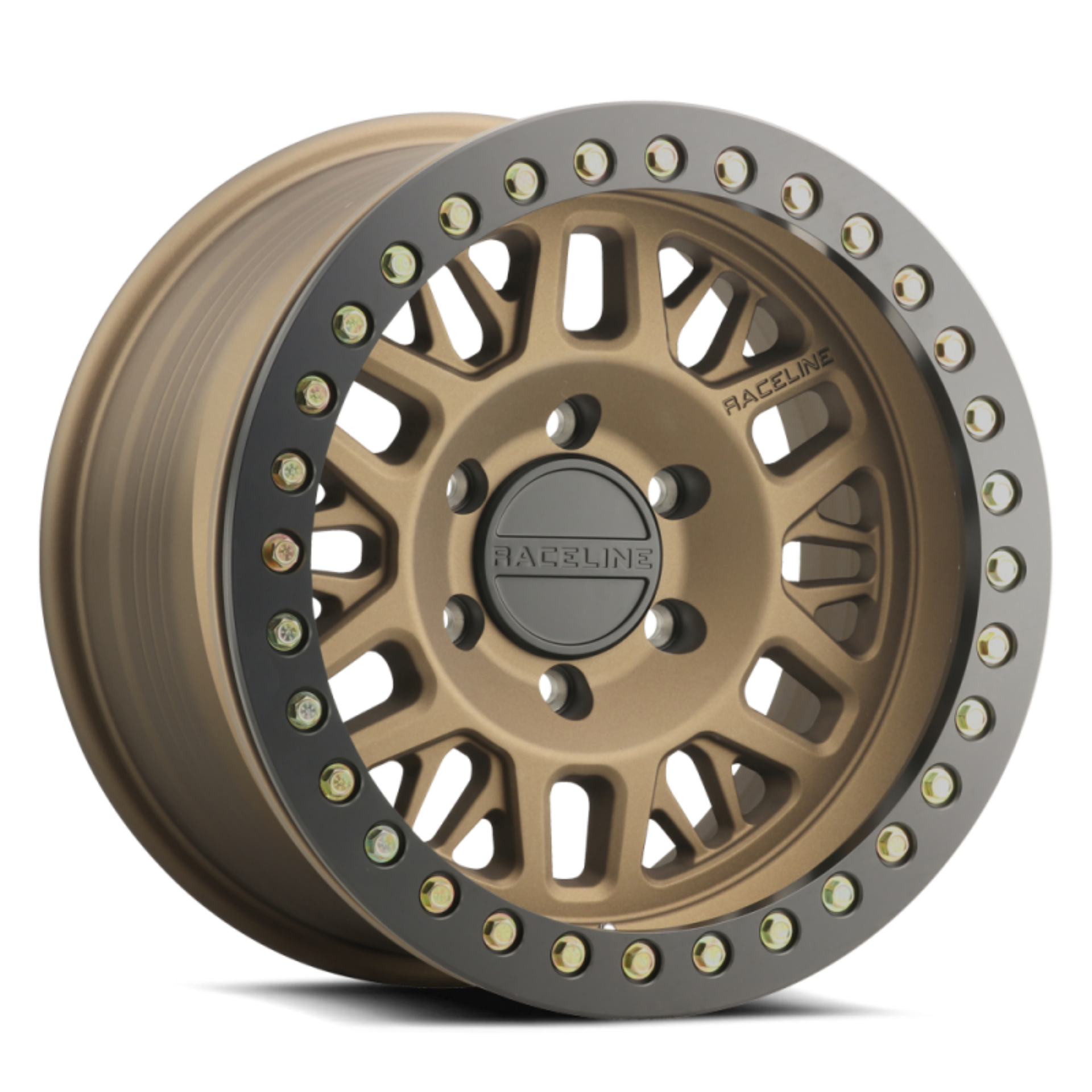 Picture of Raceline RT951B Ryno 17x9in-6x139-7 BP--12mm Offset-106-1mm Bore- Bronze & Black Ring Beadlock Wheel