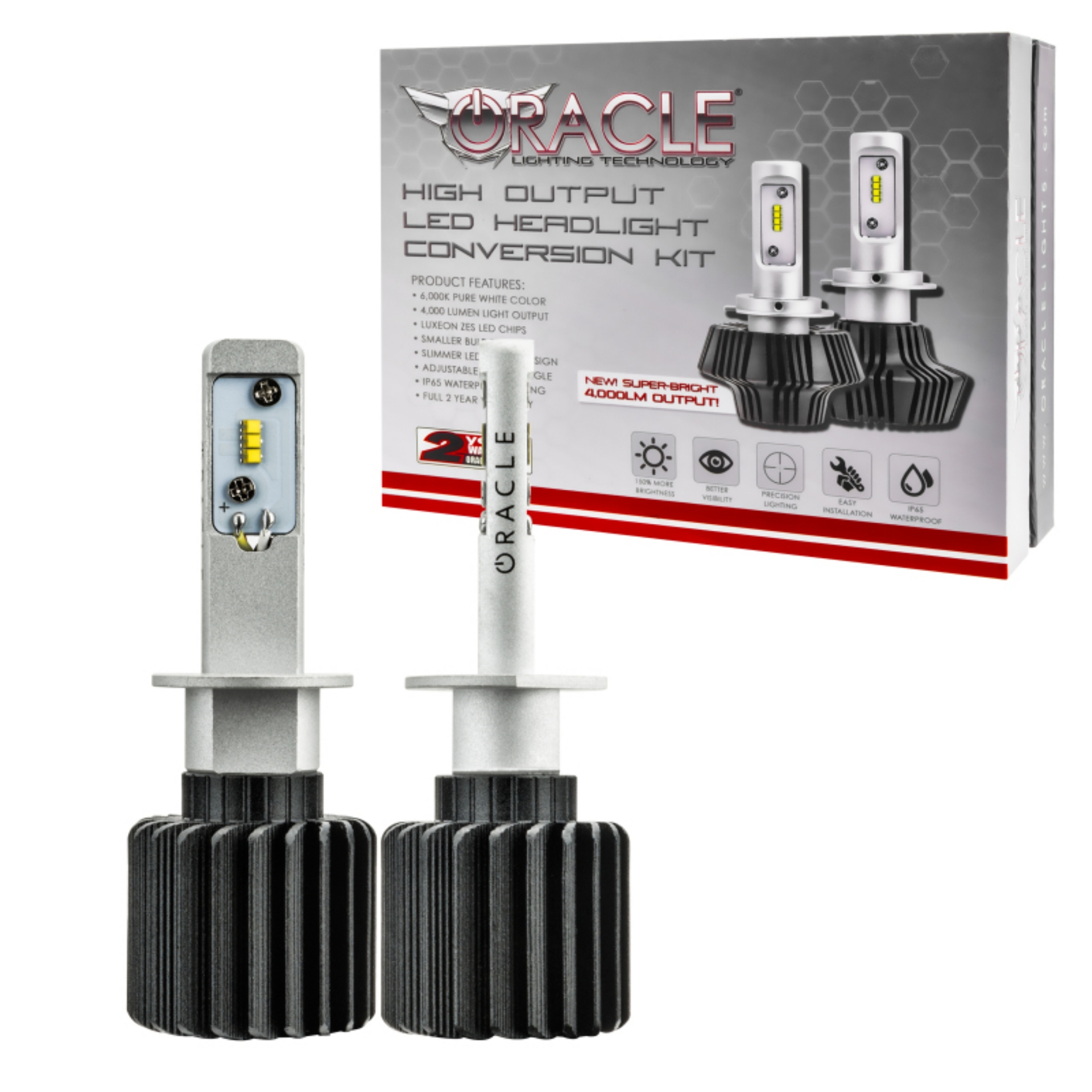 Picture of Oracle H1 4000 Lumen LED Headlight Bulbs Pair - 6000K