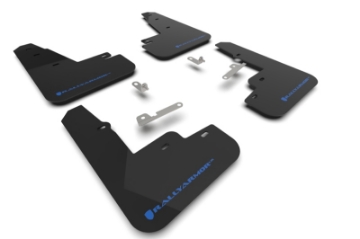 Picture of Rally Armor 21-25 Ford Mustang Mach-E-GT-Rally Black UR Mud Flap w-Light Blue Logo