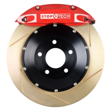 Picture of StopTech 05-10 Porsche 911 Carrera S 997 Front BBK ST-40 Caliper Red - 2pc Zinc Slotted 355x32mm