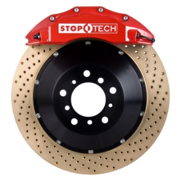 Picture of StopTech 05-10 Porsche 911 Carrera S 997 Front BBK ST-60 Caliper Red - 2pc Zinc Drilled 355x35mm