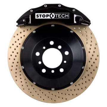 Picture of StopTech Porsche 911 05-10 Carrera Front BBK ST-60 Caliper Black - 2pc Zinc Drilled 380x32mm Rotor