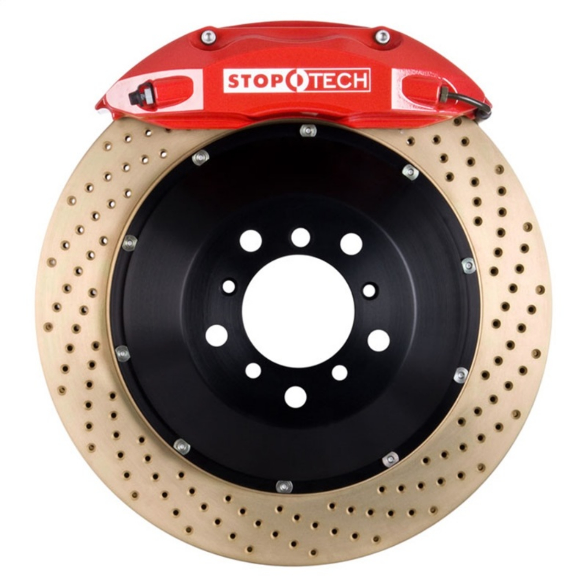 Picture of StopTech Porsche 911 05-10 Carrera Front BBK ST-40 Caliper Red - 2pc Zinc Drilled 355x32mm Rotor