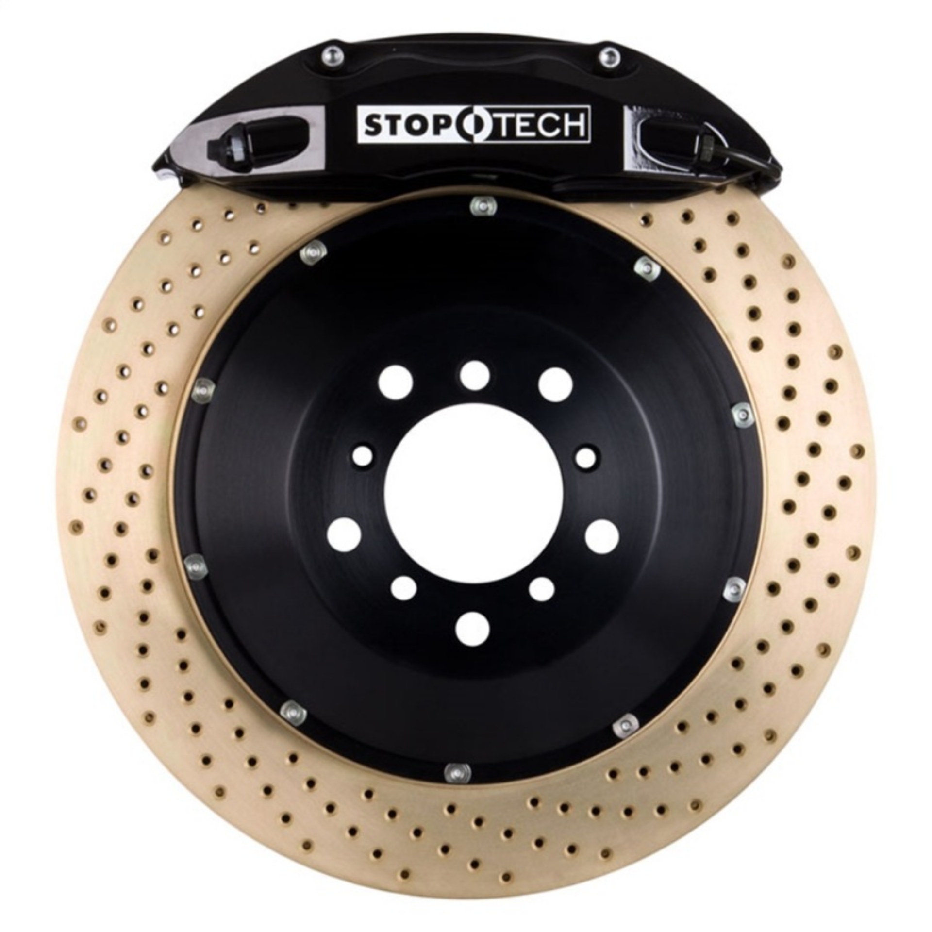 Picture of StopTech 98-10 Volkswagen Beetle Front BBK ST-40 Caliper Black - 2pc Zinc Drilled 328x28mm Rotor