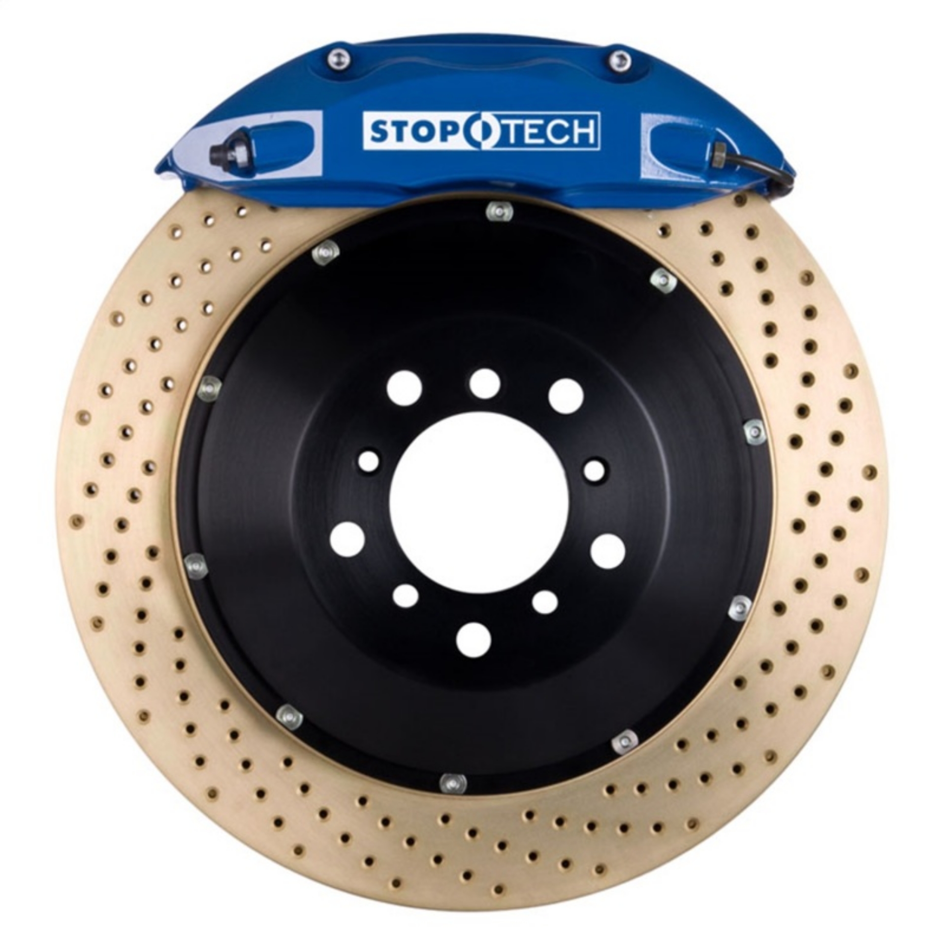 Picture of StopTech 98-10 Volkswagen Beetle Front BBK ST-40 Caliper Blue - 2pc Zinc Drilled 328x28mm Rotor