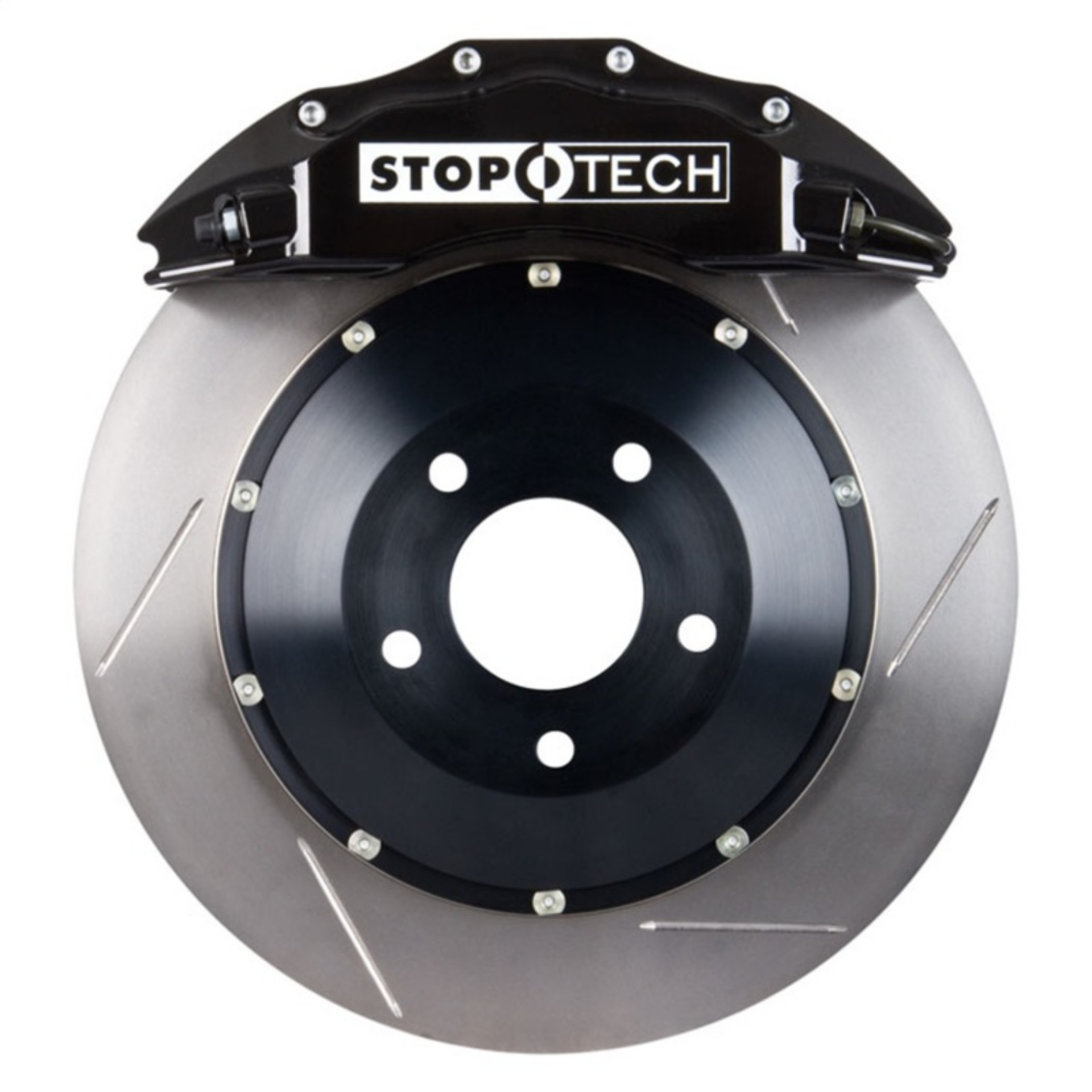 Picture of StopTech Porsche 911 05-10 Carrera Front BBK ST-60 Caliper Black - 2pc Slotted 380x32mm Rotor