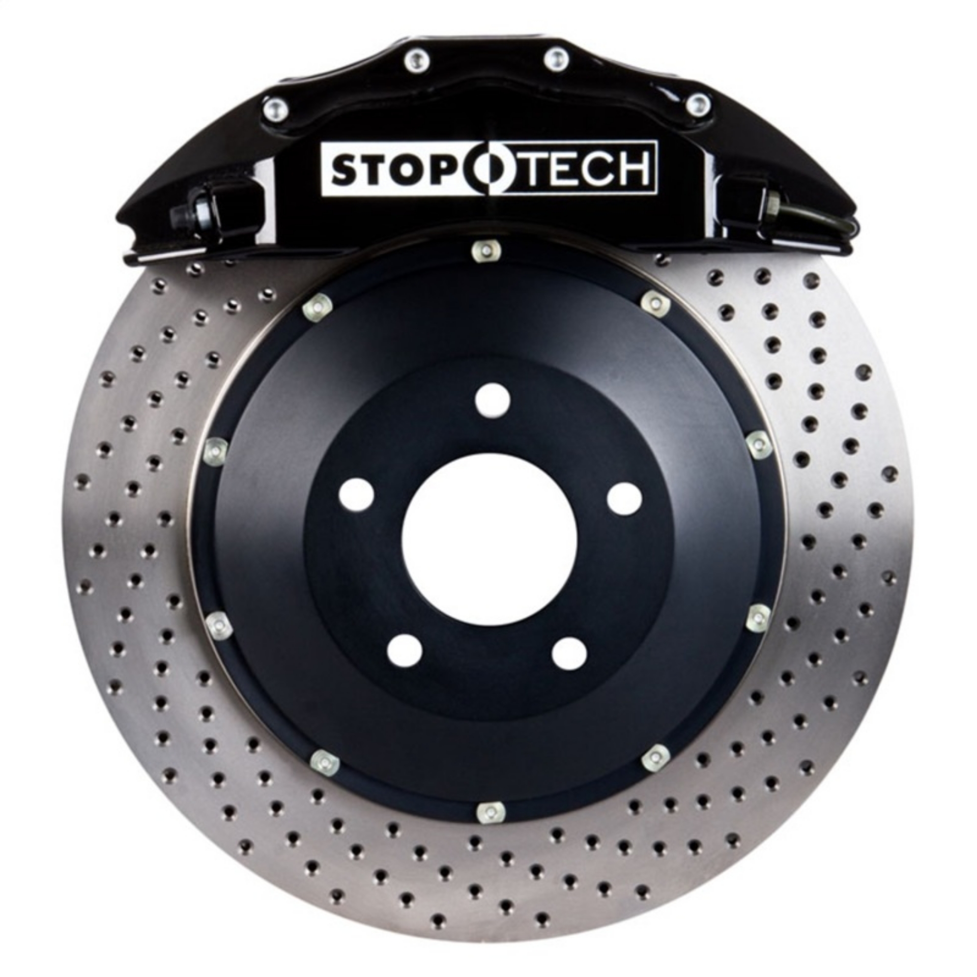 Picture of StopTech Porsche 911 05-10 Carrera Front BBK ST-60 Caliper Black - 2pc Drilled 380x32mm Rotor