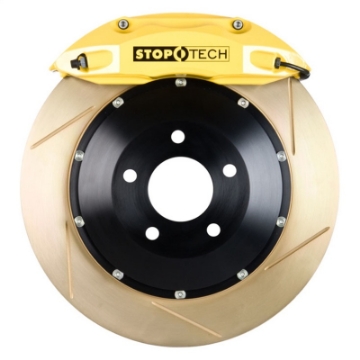 Picture of StopTech 06-10 VW Golf-Jetta Front BBK ST-40 Caliper Yellow - 2pc Zinc Slotted 328x28mm Rotor