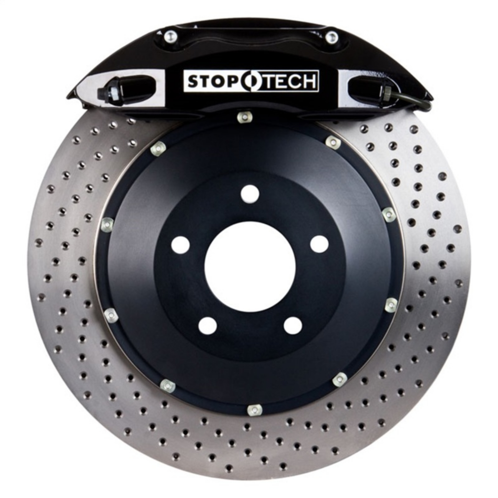 Picture of StopTech 98-10 Volkswagen Beetle Front BBK ST-40 Caliper Black - 2pc Drilled 328x28mm Rotor