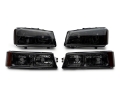 Picture of Raxiom 03-06 Chevrolet Silverado 1500 Axial OEM Style Rep Headlights- Chrome Housing- Smoked Lens
