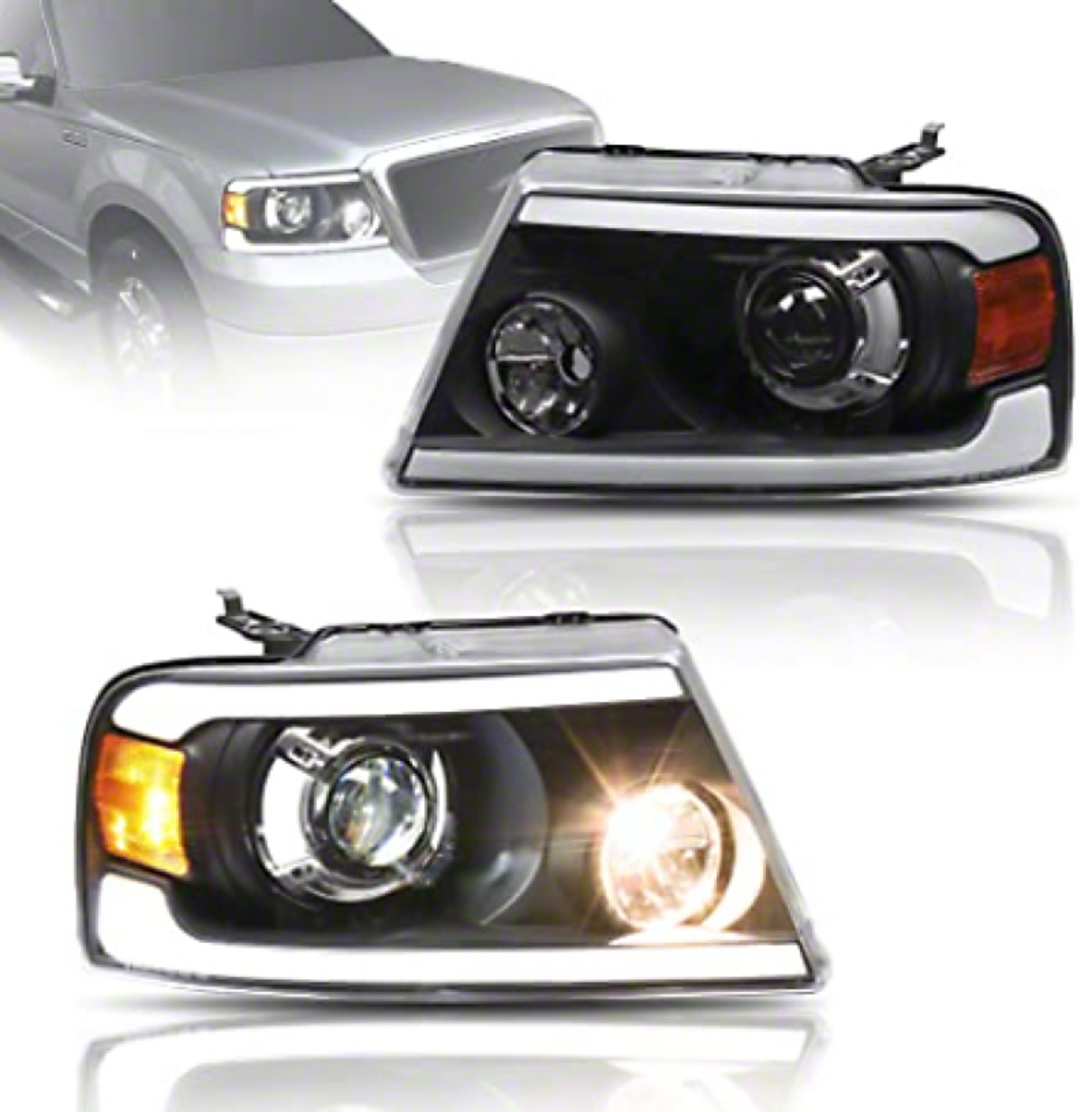 Picture of Raxiom 04-08 Ford F-150 Axial Series LED Projector Headlights- Blk Housing Clear Lens