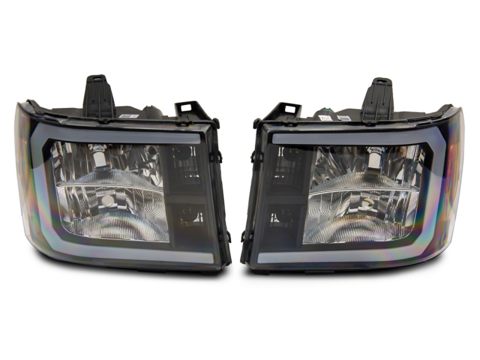 Picture of Raxiom 07-13 GMC Sierra 1500 Axial Series Headlights w- LED Bar- Blk Housing Clear Lens