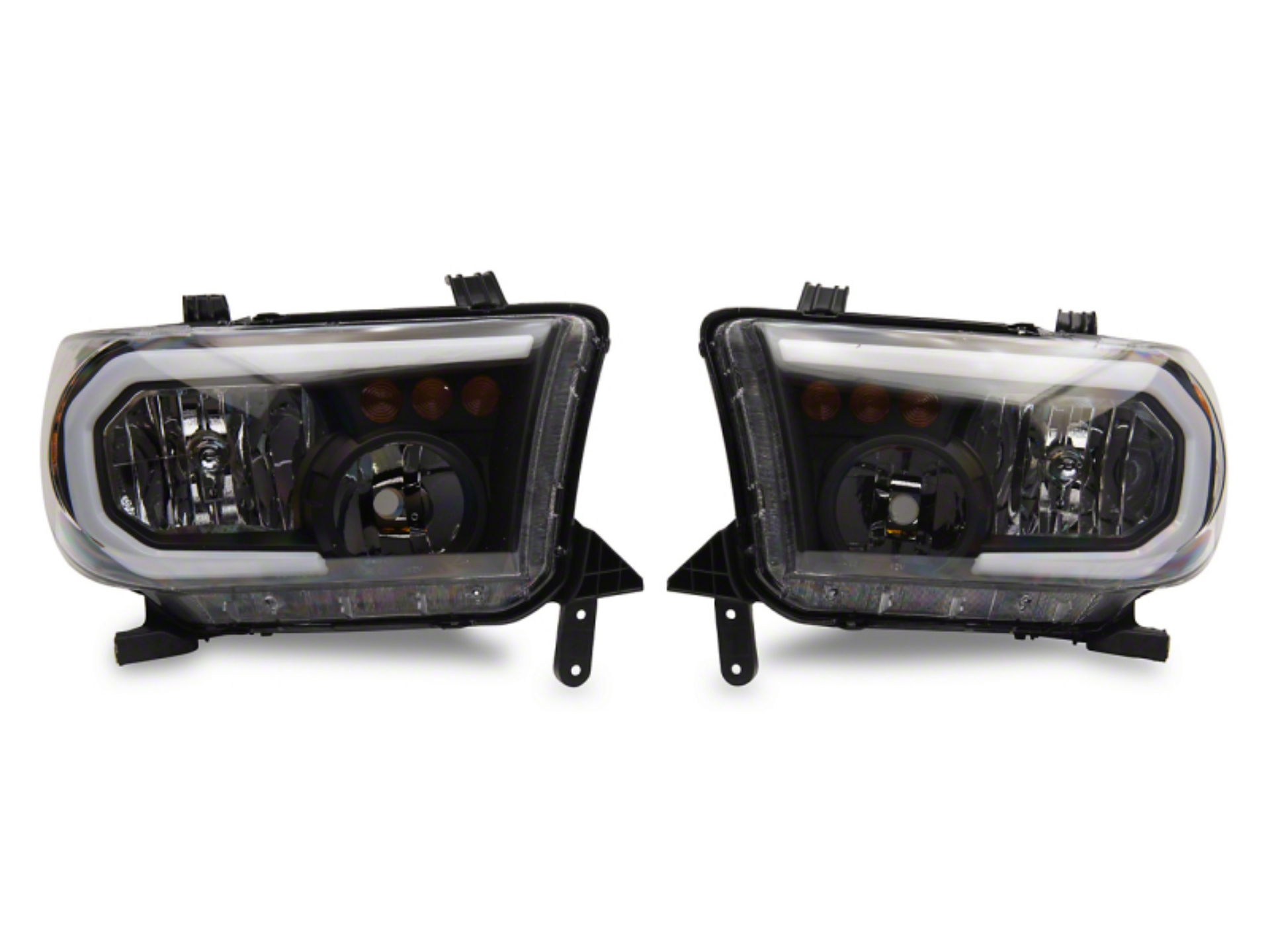 Picture of Raxiom 07-13 Toyota Tundra Axial Series Headlights w- SEQL LED Bar- Blk Housing Clear Lens