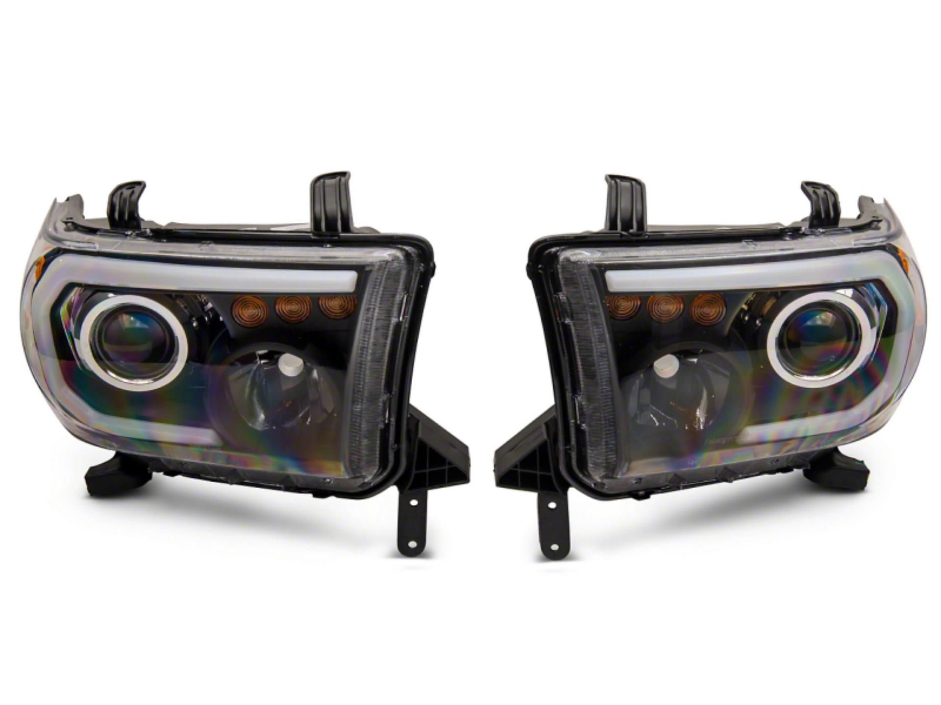 Picture of Raxiom 07-13 Toyota Tundra Axial Series Projector Headlights w- LED Bar- Blk Housing Clear Lens