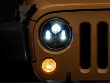 Picture of Raxiom 07-18 Jeep Wrangler JK 7-In LED Headlights- Blk Housing Clear Lens