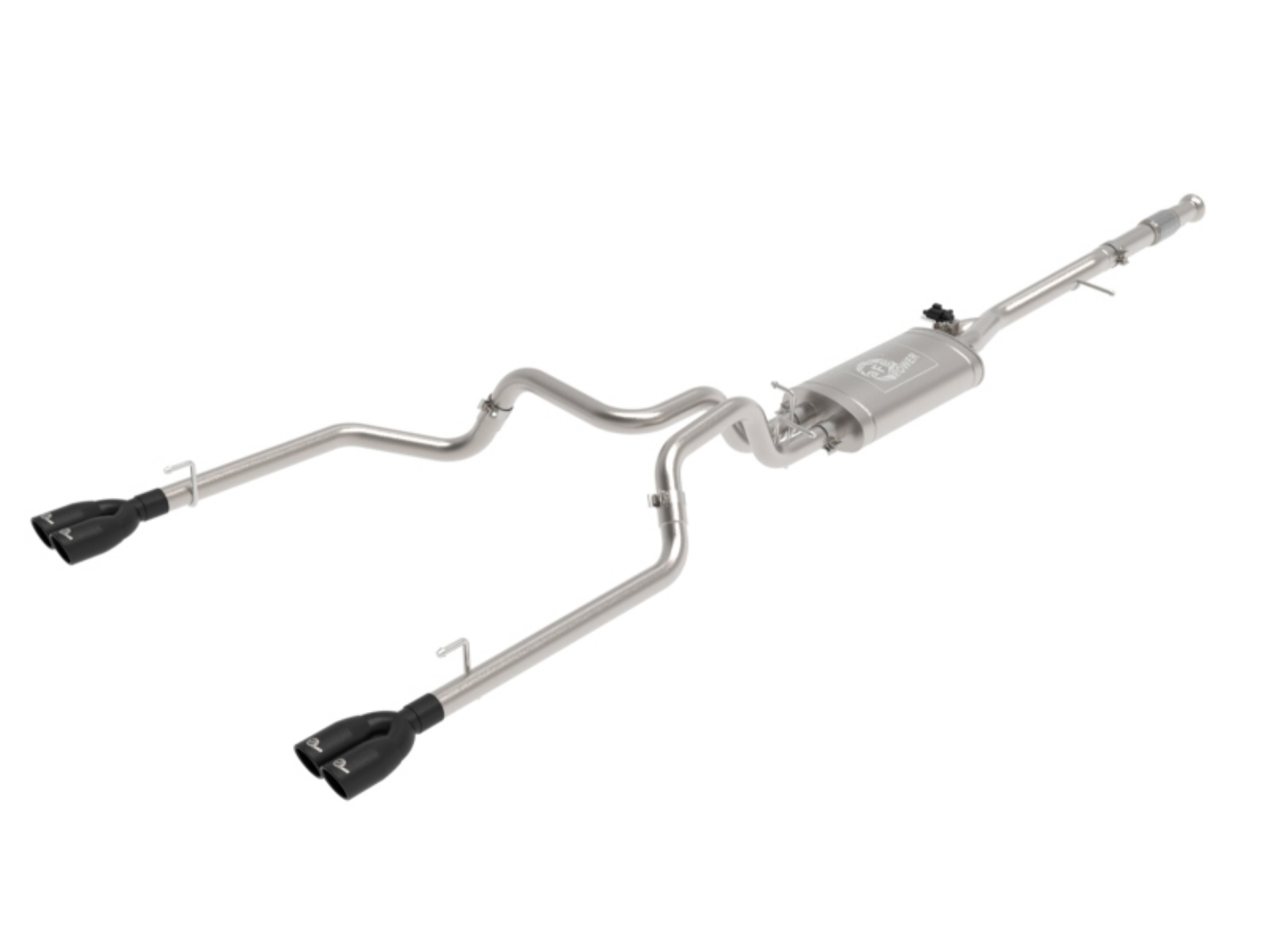Picture of aFe Gemini XV 3in 304 SS Cat-Back Exhaust w- Cutout 19-21 GM Silverado-Sierra 1500 V8- w- Black Tips